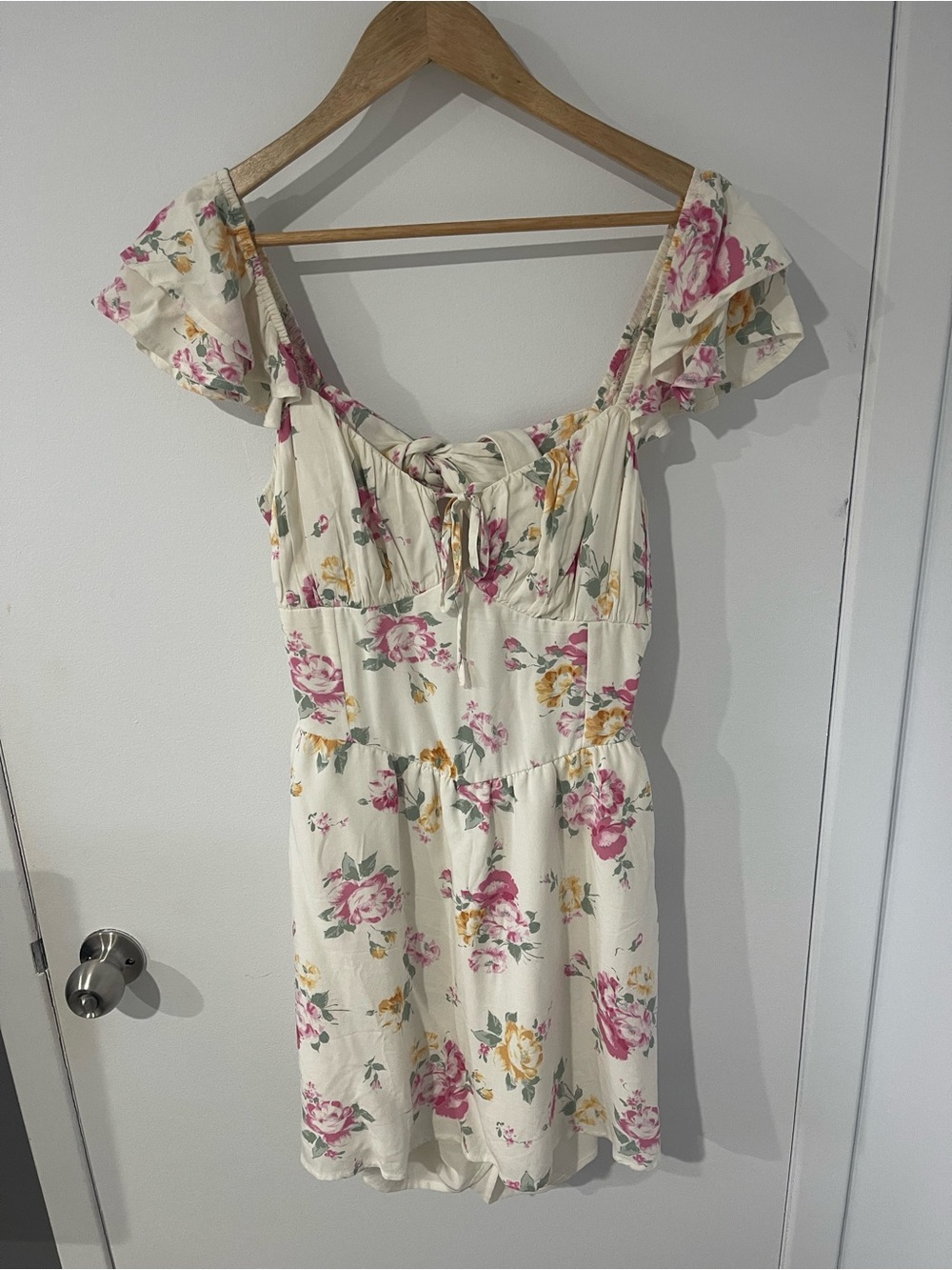 Hollister Cream Mini Dress with Pink & Yellow Floral Print